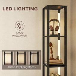 Homcom Floor Lamp With Shelves, Led Standing Lamp With Fabric Drawer, Black - thumbnail 5