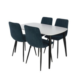 Core Products Aspen White 120Cm Rectangular Dining Table With 4 Blue Cord Fabric Straight Stitch Design Chairs - thumbnail 2