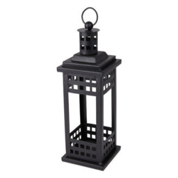 Living And Home 2 Piece Black Metal Lantern Candle Holders With Glass Panels Vintage Hanging Lantern - thumbnail 5