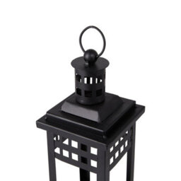 Living And Home 2 Piece Black Metal Lantern Candle Holders With Glass Panels Vintage Hanging Lantern - thumbnail 7