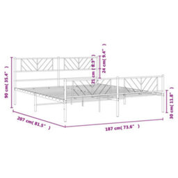 Berkfield Metal Bed Frame With Headboard And Footboard Black 180X200 Cm - thumbnail 9