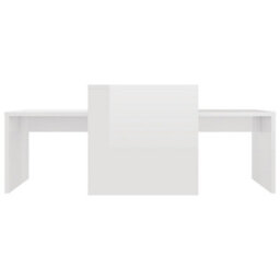 Vidaxl Coffee Table Set High Gloss White 100X48X40 Cm Engineered Wood - thumbnail 4