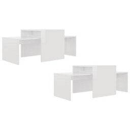 Vidaxl Coffee Table Set High Gloss White 100X48X40 Cm Engineered Wood - thumbnail 5
