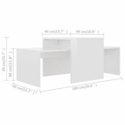 Vidaxl Coffee Table Set High Gloss White 100X48X40 Cm Engineered Wood - thumbnail 7