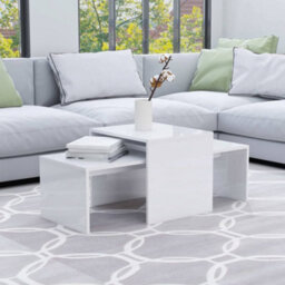 Vidaxl Coffee Table Set High Gloss White 100X48X40 Cm Engineered Wood - thumbnail 2