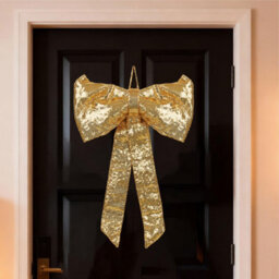 Large Gold Christmas Bow 40X70Cm Velvet Sequin Decorative Bow For Xmas Tree Topper Front Door Wreaths And Garlands Gold - thumbnail 4