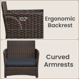 Songmics Patio Conversation Set, 4-Piece Rattan Lounge Furniture With Table And Chairs, For Balcony Or Garden, Brown And Beige - thumbnail 4