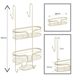 Showerdrape Dante Beige Freestanding Floor Caddy And 2 Tier Over Door Hook Shower Caddy - thumbnail 3