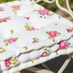 Dibor Set Of 2 Pink Floral Print Outdoor Garden Chair Seat Pad Cushions (L)40Cm X (W)40Cm - thumbnail 3