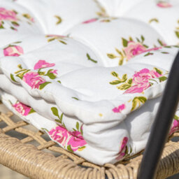 Dibor Set Of 2 Pink Floral Print Outdoor Garden Chair Seat Pad Cushions (L)40Cm X (W)40Cm - thumbnail 5