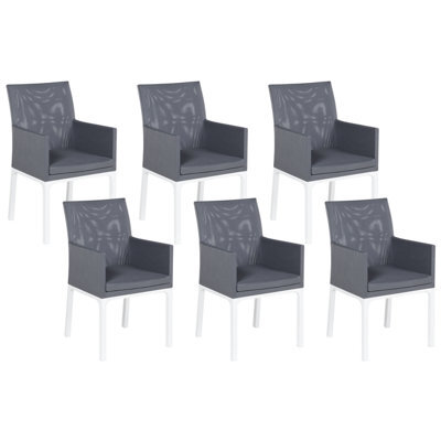 Beliani Set Of 6 Garden Chairs Bacoli Fabric Dark Grey - image 1