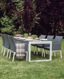 Beliani Set Of 6 Garden Chairs Bacoli Fabric Dark Grey - thumbnail 2