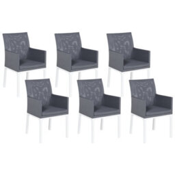 Beliani Set Of 6 Garden Chairs Bacoli Fabric Dark Grey - thumbnail 1
