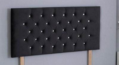 Comfy Deluxe 5Ft King 20Inch Black Plush Chesterfield Headboard