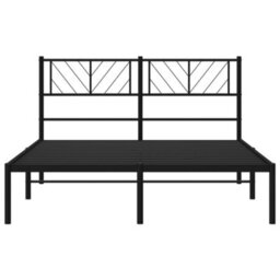 Berkfield Metal Bed Frame With Headboard Black 135X190 Cm - thumbnail 5