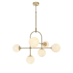 Luminosa Lighting Luminosa Cosenza 6 Light Ceiling Semi Flush Matt Antique Brass Plate & Opal Glass - thumbnail 1