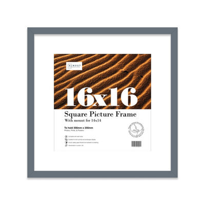 "16X16"" Grey Picture Frame - 16X16"" Square Frame With 14X14"" Mount For 16X16""/14X14"" Pictures Vintage Style Photo Display, 1 Pack" - image 1