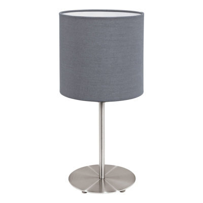 Elegant Satin Nickel Table Desk Lamp With Grey Fabric Shade - image 1