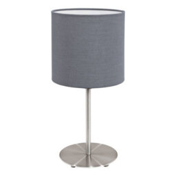 Elegant Satin Nickel Table Desk Lamp With Grey Fabric Shade