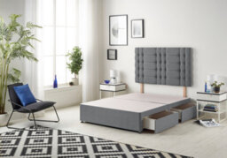 Somnior Beds Somnior Bliss Plush Charcoal Divan Bed Base With 2 Drawers And Headboard - Single