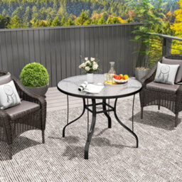 Outsunny Outdoor Dining Table With Parasol Hole, Round, 96.5 X 96.5 X 71 Cm - thumbnail 7