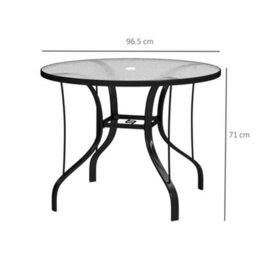 Outsunny Outdoor Dining Table With Parasol Hole, Round, 96.5 X 96.5 X 71 Cm - thumbnail 3