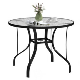 Outsunny Outdoor Dining Table With Parasol Hole, Round, 96.5 X 96.5 X 71 Cm - thumbnail 2