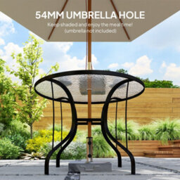 Outsunny Outdoor Dining Table With Parasol Hole, Round, 96.5 X 96.5 X 71 Cm - thumbnail 5