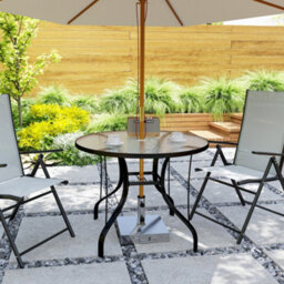 Outsunny Outdoor Dining Table With Parasol Hole, Round, 96.5 X 96.5 X 71 Cm - thumbnail 9