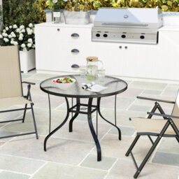 Outsunny Outdoor Dining Table With Parasol Hole, Round, 96.5 X 96.5 X 71 Cm - thumbnail 8
