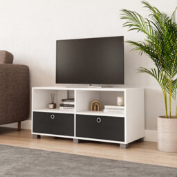 Urbn-Living Urbnliving - Black Tv Stand With 2 Drawers - thumbnail 1