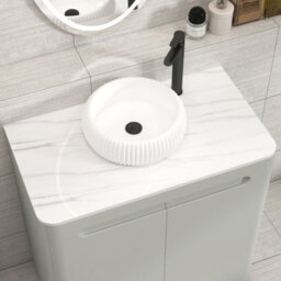 Royal Bathrooms Venice 800mm Dove Grey Freestanding Bathroom Countertop Vanity Unit 2 Door With Milan Basin - thumbnail 6