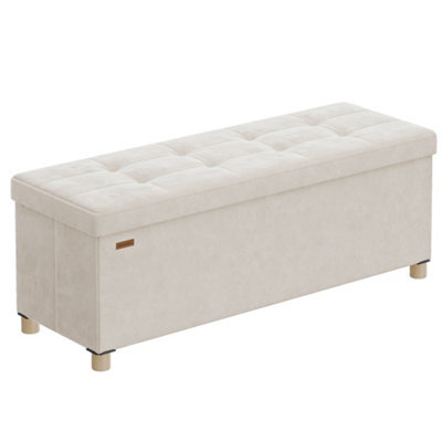 LEDREM Storage Ottoman, 38 X 110 X 40 Cm, Folding Storage Bench With Lid, Footstool, Footrest, 112 L, Velvet Surface, For Bedroom - image 1