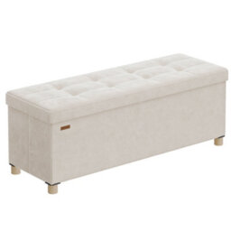 LEDREM Storage Ottoman, 38 X 110 X 40 Cm, Folding Storage Bench With Lid, Footstool, Footrest, 112 L, Velvet Surface, For Bedroom - thumbnail 1