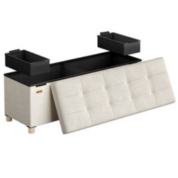 LEDREM Storage Ottoman, 38 X 110 X 40 Cm, Folding Storage Bench With Lid, Footstool, Footrest, 112 L, Velvet Surface, For Bedroom - thumbnail 2
