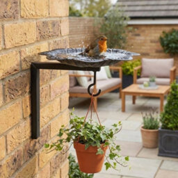 Wall Mounted Bird Feeder Hanging Plant Bracket Bird Feeding Station Yard Art - thumbnail 4