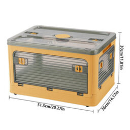 Living And Home Yellow Folding Stackable Wardrobe Storage Bin Double Door Collapsible Storage Box Cupboard Tabletop Organizer 44.5L - thumbnail 8