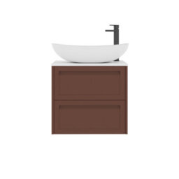 Royal Bathrooms Royal Bathroom Elmore 600mm Terracotta Clay Wall Mounted Bathroom Vanity Unit 2 Drawer Plain White Worktop With Cesar Basin - thumbnail 7