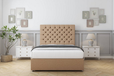 "Comfort Winslow Latte Dumfries Divan Bed Set 2 Drawers Same Side - 54"" Floor Standing 3' Single" - image 1