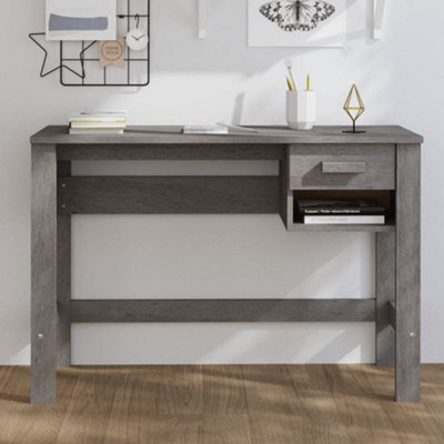 Vidaxl Desk Hamar Light Grey 110X40X75 Cm Solid Wood Pine Desks - image 1