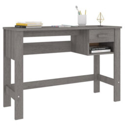 Vidaxl Desk Hamar Light Grey 110X40X75 Cm Solid Wood Pine Desks - thumbnail 4