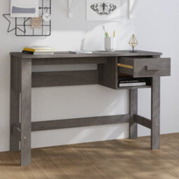 Vidaxl Desk Hamar Light Grey 110X40X75 Cm Solid Wood Pine Desks - thumbnail 3