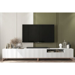 Heze Furniture Elpis Glamour Tv Cabinet Media Unit Extra Long 300 Cm - White Matt / Copper Frame - thumbnail 3