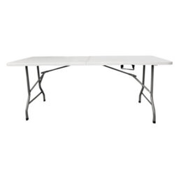 Alivio 6Ft Folding Table, Heavy Duty Trestle Table For Camping, Picnic & Garden Party, 180 X 70 X 74Cm, White - thumbnail 1