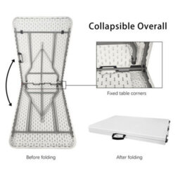 Alivio 6Ft Folding Table, Heavy Duty Trestle Table For Camping, Picnic & Garden Party, 180 X 70 X 74Cm, White - thumbnail 7