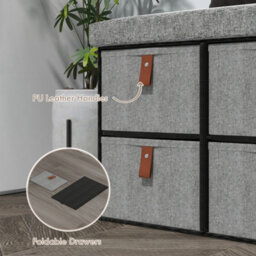 Homcom Shoe Bench With Seat, Shoe Storage Bench With Fabric Drawers Light Grey - thumbnail 6