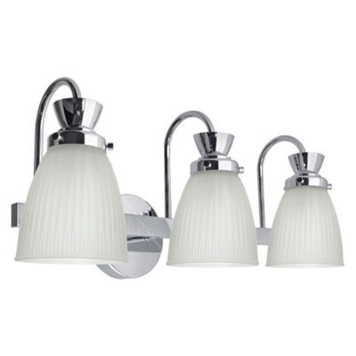 Long Life Lamps Company Modern 3 Bathroom Wall Light Chrome Ip44 Frosted Glass H3084 With G9 Led 5W Warm White - image 1