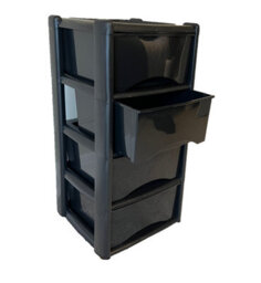 4 Drawer Large Plastic Storage Drawer Tower - Home, Offices And Children's Toys Storage Solution (Black Drawer/ Black Frame) - thumbnail 4