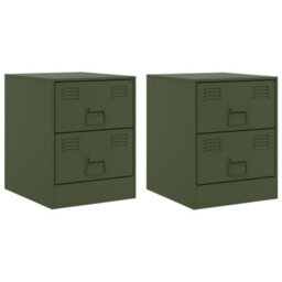 Berkfield Bedside Cabinets 2 Pcs Green 34.5X39X44 Cm Steel - thumbnail 2