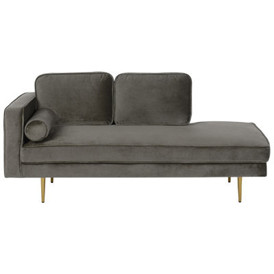 Beliani Left-Hand Chaise Longue Miramas Velvet Taupe - image 1
